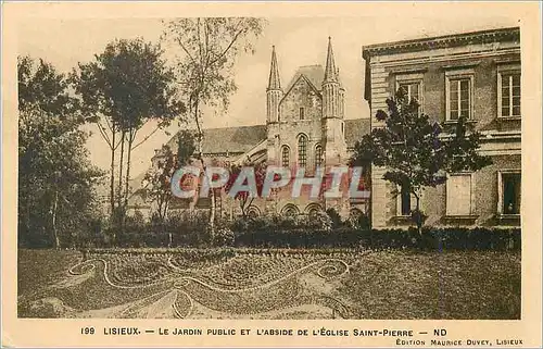 Cartes postales Lisieux Le Jardin Public et l'Abside de l'Eglise Saint Pierre