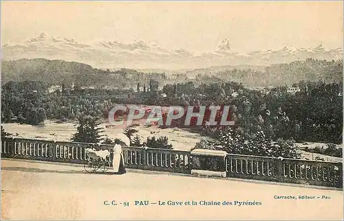 Cartes postales Pau Le Gave et la Chaine des Pyrenees Poussette