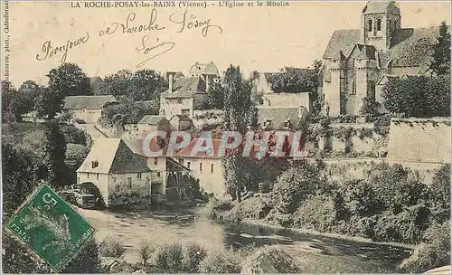 Cartes postales La Roche Posay Rains (Vienne) L'Eglise et le Moulin