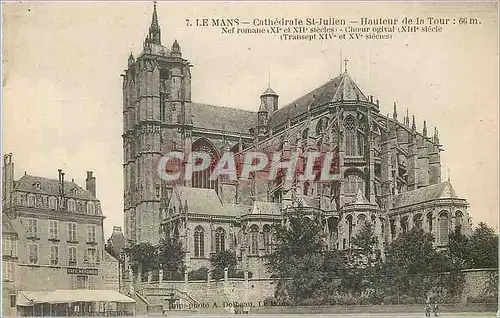 Cartes postales Le Mans Cathedrale St Julien Hauteur de la Tour 66 m Nef Romane (XIe et XIIe Siecles)