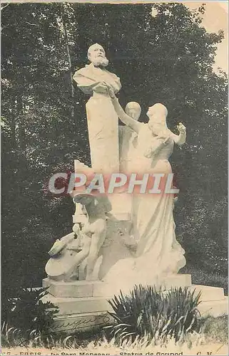 Cartes postales Paris Le Parc Monceau Statue de Gounod