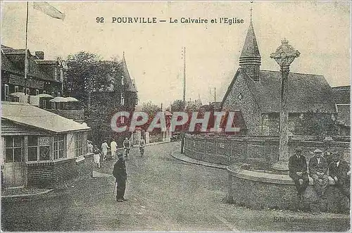 REPRO Pourville Normandie Le Calvaire et l'Eglise