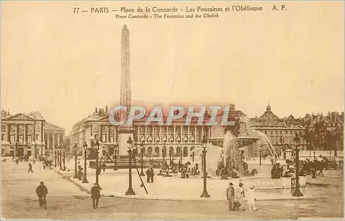 Cartes postales Paris La Place de la Concorde Les Fontaines et l'Obelisque