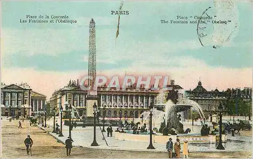 Cartes postales Paris La Place de la Concorde Les Fontaines et L'Obelisque