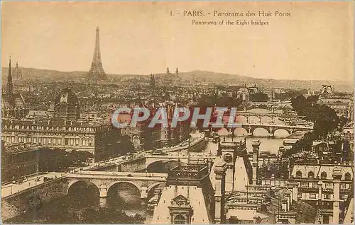 Cartes postales Paris Panorama des Huit Ponts Tour Eiffel