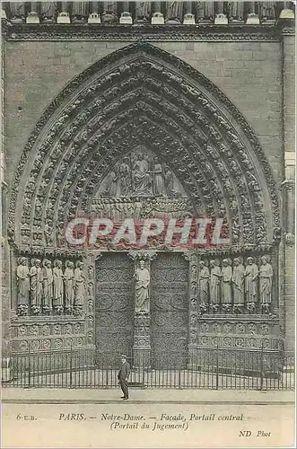 Cartes postales Paris Notre Dame Facade Portail Central (Portail du Jugement)