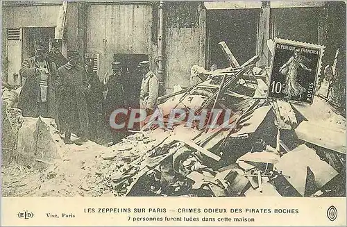 REPRO Les Zeppelins sur Paris Crimes Odieux des Pirates Boches 7 personnes Furent Tuees dans cette M