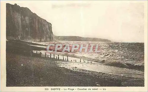 Cartes postales Dieppe La Plage Coucher de Soleil