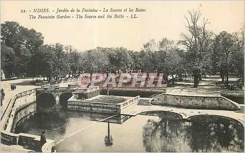 Cartes postales Nimes Le Jardin de la Fontaine La Source et les Bains
