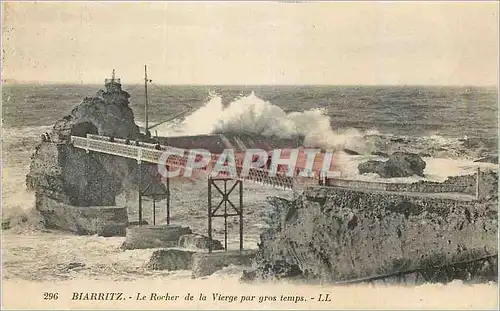 Cartes postales Biarritz Le Rocher de la Vierge par Gros Temps