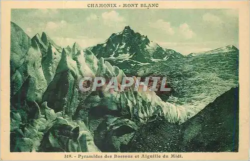 Ansichtskarte AK Chamonix Mont Blanc Pyramides des Bossons et l'Aiguille du Midi