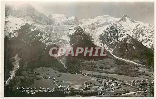 Moderne Karte Village des Bossons et Massif du Mont Blanc