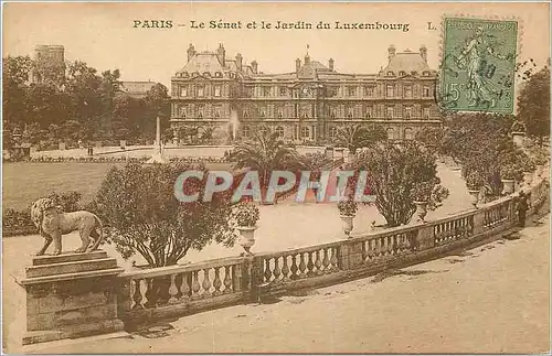 Ansichtskarte AK Paris Le Senat et le Jardin du Luxembourg Lion