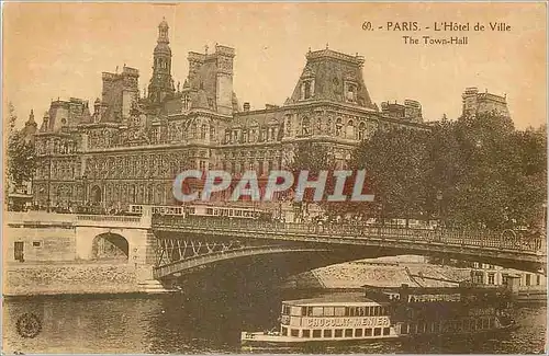 Cartes postales Paris L'Hotel de Ville Peniche Bateau Chocolat Menier