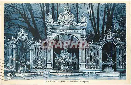Cartes postales Nancy La Nuit Fontaine de Neptune