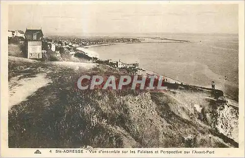 Ansichtskarte AK Ste Adresse Vue d'ensemble sur les Falaises et Perspective sur l'Avant Port