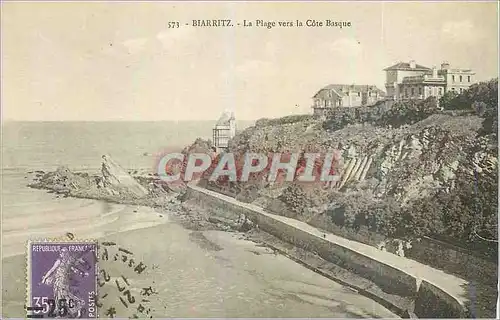 Cartes postales Biarritz La Plage vers la Cote Basque