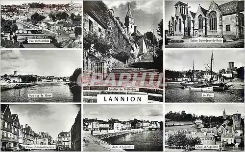 Cartes postales moderne Lannion vue sur le Guer le Port Vue d'ensemble Eglise Saint Jean du Baly Vue sur le Guer Le port