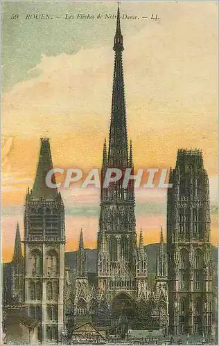 Cartes postales Rouen les Fleches de Notre Dame