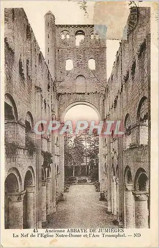 Ansichtskarte AK Ancienne Abbaye de Jumieges la Nef de l'Eglise Notre Dame et l'Arc Triomphal