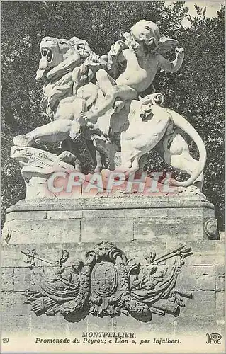 Cartes postales Montpellier Promenade du Peyrou Lion par Injalbert Lion Ange