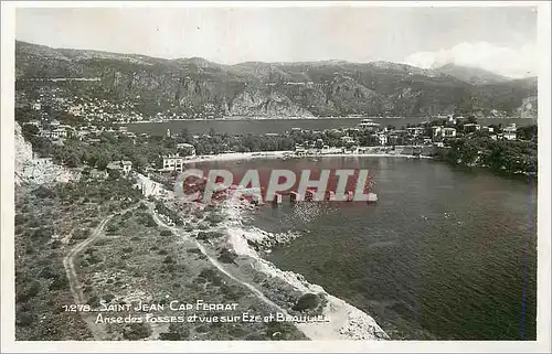 Moderne Karte Saint Jean Cap Ferrat Anse des Fosses et vue sur Eze et Beaulieu