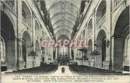 Cartes postales Paris les Invalides Interieur de l'Eglise St Louis les Drapeaux pris a l'Ennemi Militaria