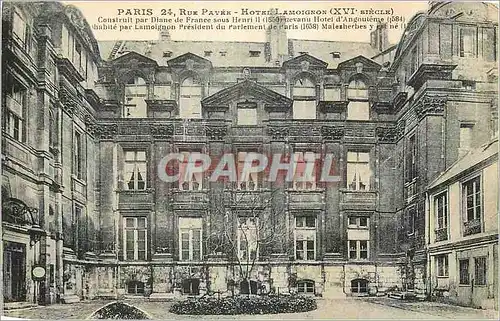 Cartes postales Paris 24 Rue Pavee Hotel Lamoignon (XVIe siecle) Construit par Diane de Francesous Henri II