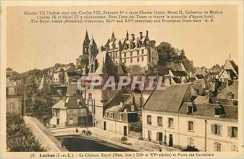 Cartes postales Loches (I et L) le Chateau Royal et porte des Cordeliers