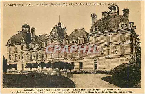 Cartes postales Cheverny (L et C) le Chateau (Facade Sud Est) Commence au XVIe siecle Termine en 1633