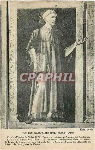Ansichtskarte AK Eglise Saint Julien le Pauvre Dante Alighieri (1265 1321) d'Apres la Peinture d'Andrea del Casta