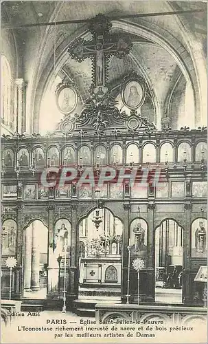 Cartes postales Paris Eglise Saint Julien le Pauvre l'Iconostase Richement Incruste de Nacre et de Bois Precieux