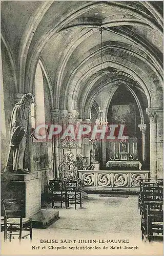 Cartes postales Paris Eglise Saint Julien le Pauvre Nef et Chapelle Septentrionales de Saint Joseph