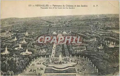 Cartes postales Versailles Panorama du Chateau et des Jardins