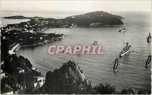 Moderne Karte Villefranche sur Mer La Cote d'Azur La Rade et le Cap Ferrat Bateaux