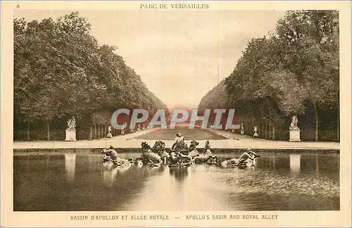 Cartes postales Parc de Versailles Bassin d'Apollon et Allee Royale
