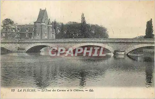 Cartes postales La Fleche Le Pont des Carmes et le Chateau