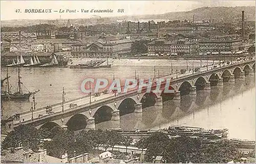 Cartes postales Bordeaux Le Pont Vue d'ensemble Bateaux