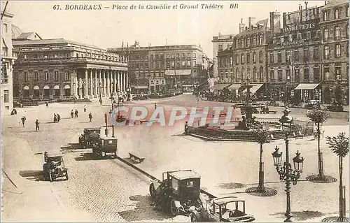 Cartes postales Bordeaux Place de la Comedie et Grand Theatre Automobile
