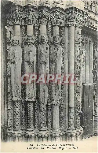 Cartes postales Cathedrale de Chartres Pilastres du Portail Royal
