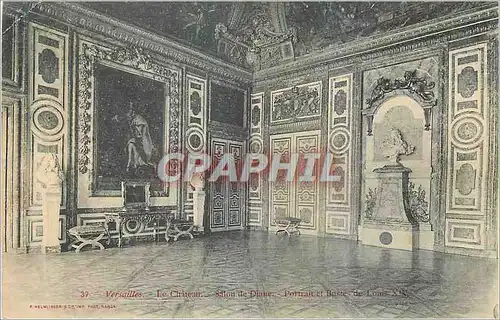 Cartes postales Versailles Le Chateau Salon de Diane Portrait et Buste de Louis XIV
