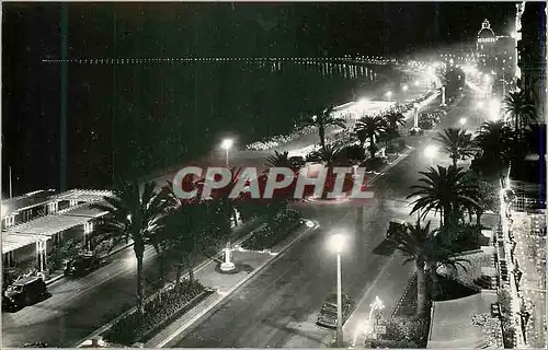 Moderne Karte Nice La Nuit La Cote d'Azur La Promenade des Anglais