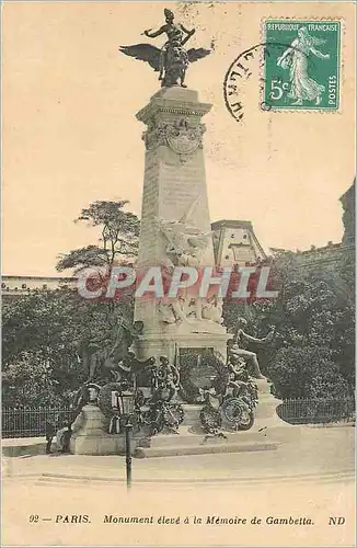 Cartes postales Paris Le Monument eleve a la Memoire de Gambetta