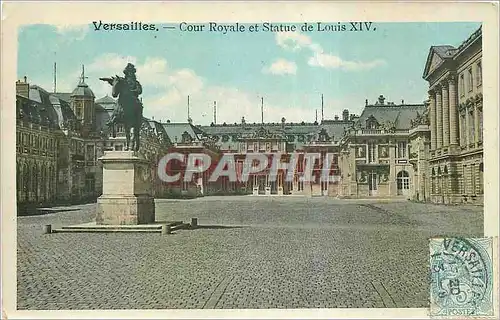 Ansichtskarte AK Versailles Cour Royale et Statue de Louis XIv