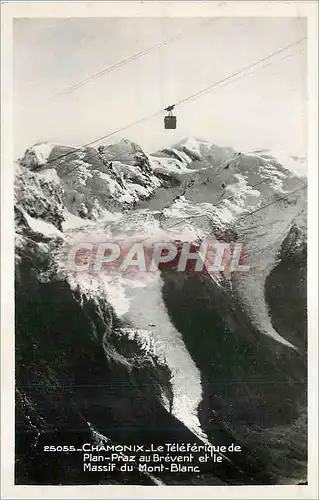 Cartes postales moderne Chamonix Le Teleferique de Plan Praz au Brevent et le Massif du Mont Blanc