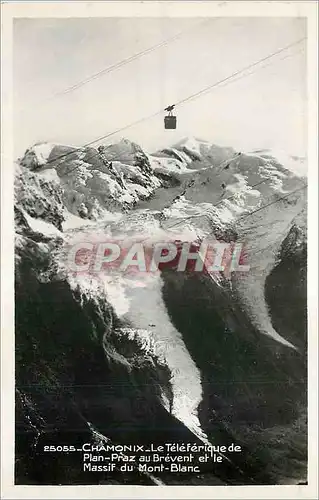 Moderne Karte Chamonix Le Teleferique de Plan Praz au Brevent et le Massif du Mont Blanc