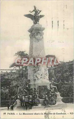 Cartes postales Paris Monument eleve a la Memoire de Gambetta