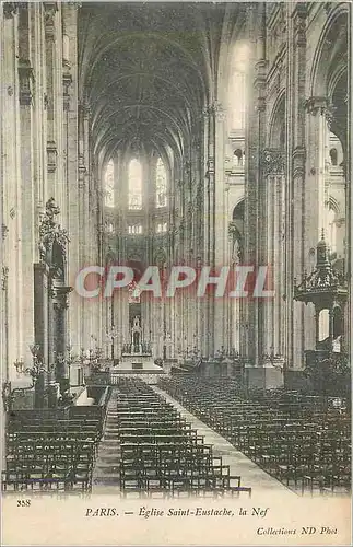 Cartes postales Paris Eglise Eustache la Nef