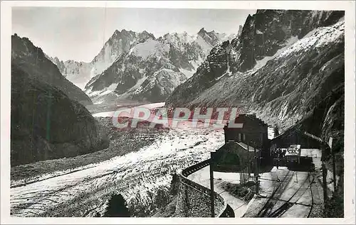 Moderne Karte Chamonix Mont Blanc Chemin de fer electrique de la Mer de Glace Terminus du Montenvers (1914 m)