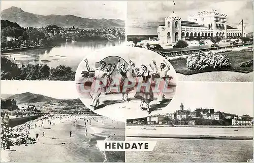 Moderne Karte Hendaye Frontiere Franco Espagnole Vue Generale Casino Le Fandango Plage Fontarabie